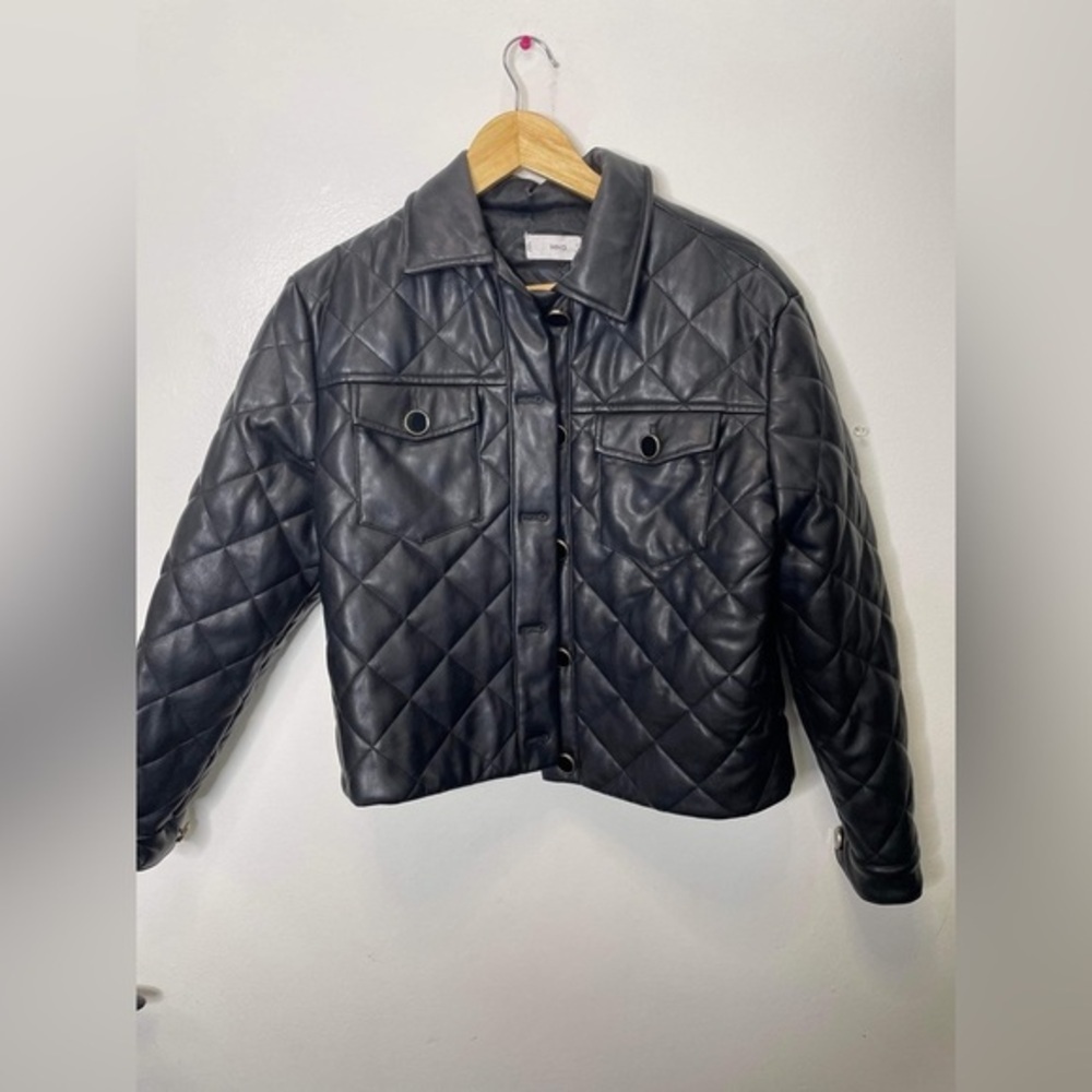 Mango - Pocket Quilted Jacket Black size small - Picture 3 of 10